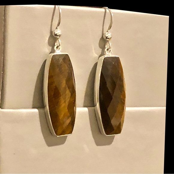 JAY KING DTR Faceted Tigers Eye Sterling Silver 925 Earrings - Picture 6 of 14